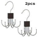 360° Rotating Storage Hanger Hook Multi-Claw Bag Metal Belts Rack Wooden Organizer For Bras Ties Scarves Household Closet Acces Oasis Select 2pcs