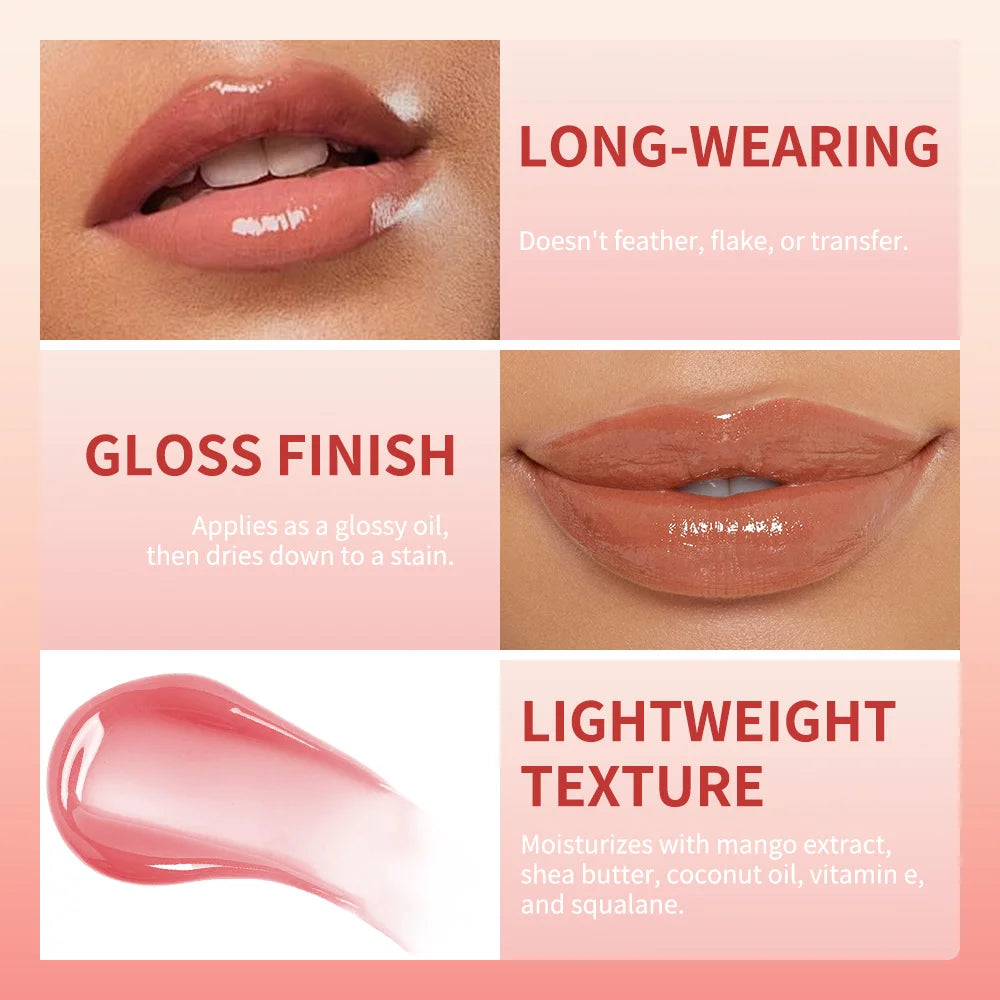 Lakerain Kulfée Lip Oil Long-lasting Moisturizing 9 Color Lip Gloss Non-Sticky Smooth Glide Deep Hydrating Lips Beauty Makeup Oasis Select