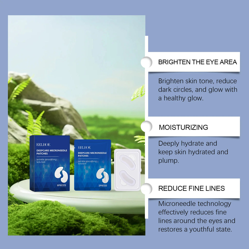 0.25mm Hyaluronic Acid Microneedle Patches Reduce Dark Circles Improve Eye Bags Puffiness Hydrating Anti-Aging Eye Care Oasis Select