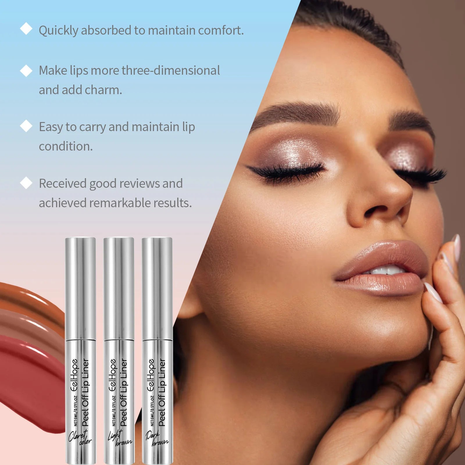 Eelhope Peel-Off Lip Liner – Waterproof Matte Tint Lip Stain Peel-Off Lip Liner Oasis Select