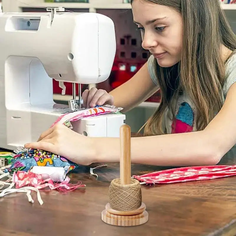 Yarn Holder Stand Wood Manual Yarn Winder Dispenser Rotating Yarn Ball Storage Knitting Accessories forCutting Sewing Crocheting Oasis Select