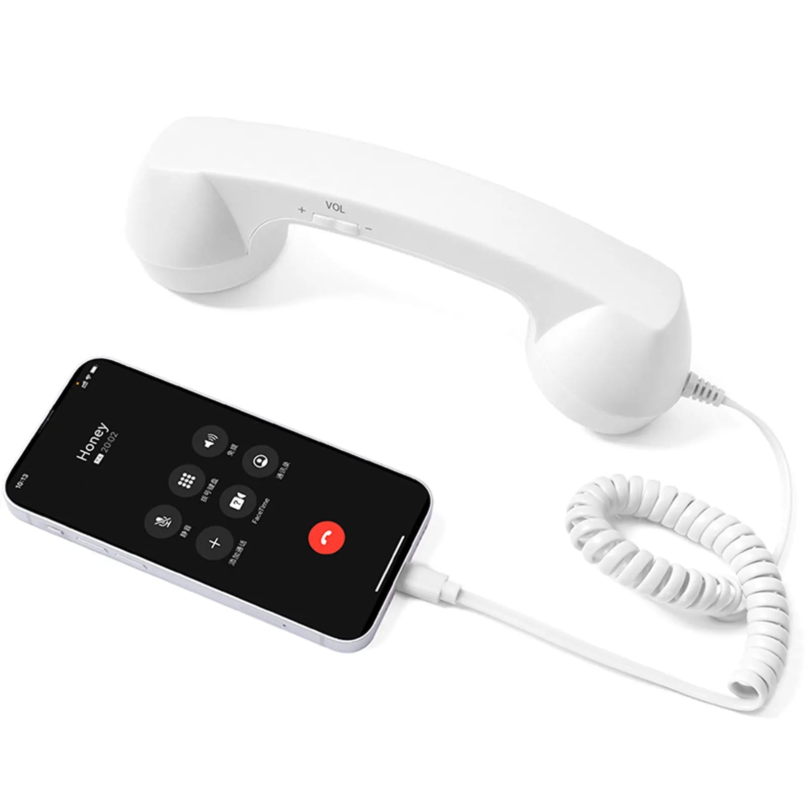 Retro Type-C Phone Handset | Vintage Wired Receiver for Smartphones Retro Phone Handset Oasis Select White