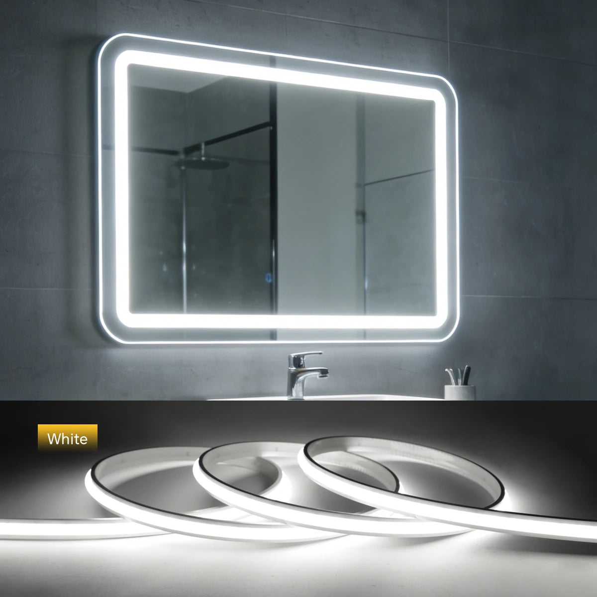 LED Dressing Mirror Backlight Lamp With 220V Swtich EU Plug 280LEDs/m 1-20m High Brightness Light Strip for Livingroom Wardrobe Oasis Select WHITE 8M 200-240V EU Plug