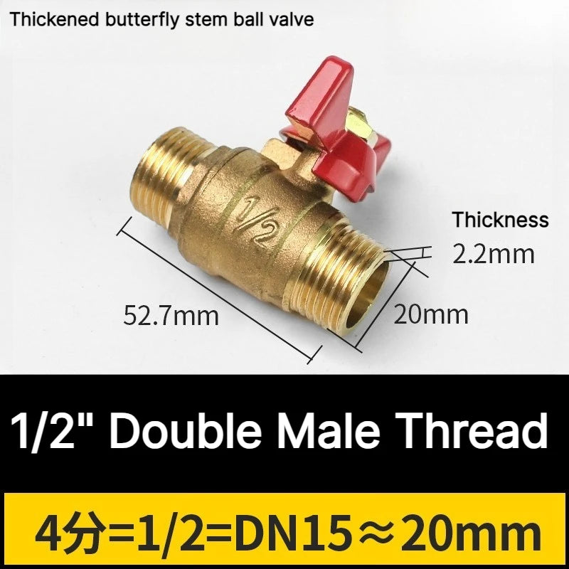 1/4" 3/8" 1/2" 3/4" Female To Female Thread Two Way Brass with Butterfly Handle Shut Off Ball Valve for Fuel Gas Water Oil Air Oasis Select 1l2 Double Male