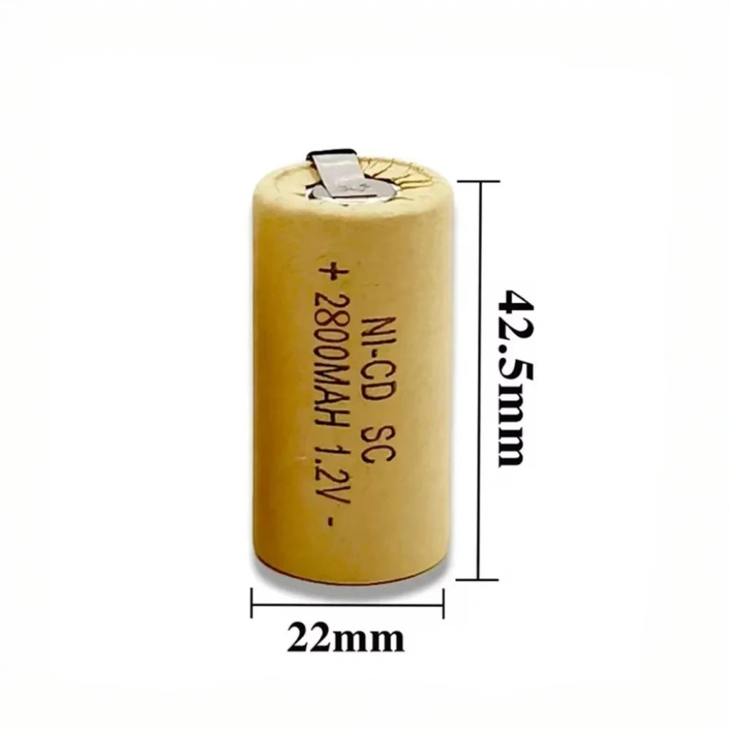Screwdriver Electric Drill SC Batteries 1.2V 2800mAh Sub C Ni-Cd Rechargeable Battey With Tab Power Tool NiCd SUBC Cells Oasis Select