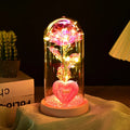 Romantic Rose Ornament Delicate Led String Lights Decoration Glass Dome Rose Charming Luxury Glass Display Rose For Home Decor Oasis Select Pink