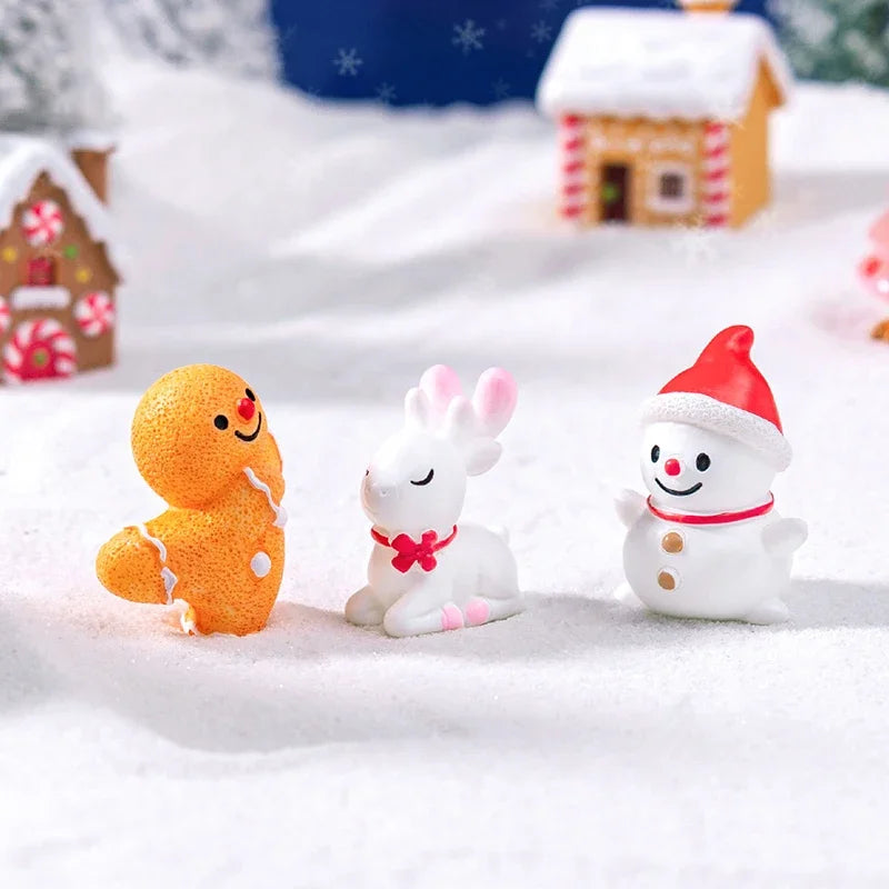 Resin Miniatures Christmas Decorations Snowman Santa Claus Christmas Tree Reindeer Figurines Ornaments New Year Child Gifts Oasis Select