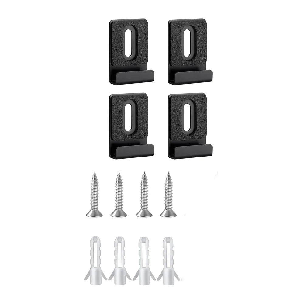 4-Pack Matte Black Stainless Steel Mirror Clips & Brackets