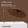 1pcs Long Handled Umbrellas for Two or Three People Extra Large Reinforced Thick Sturdy Wind Resistant and Maillard Resistant Oasis Select Brown 24 bone s full-fiber 24K