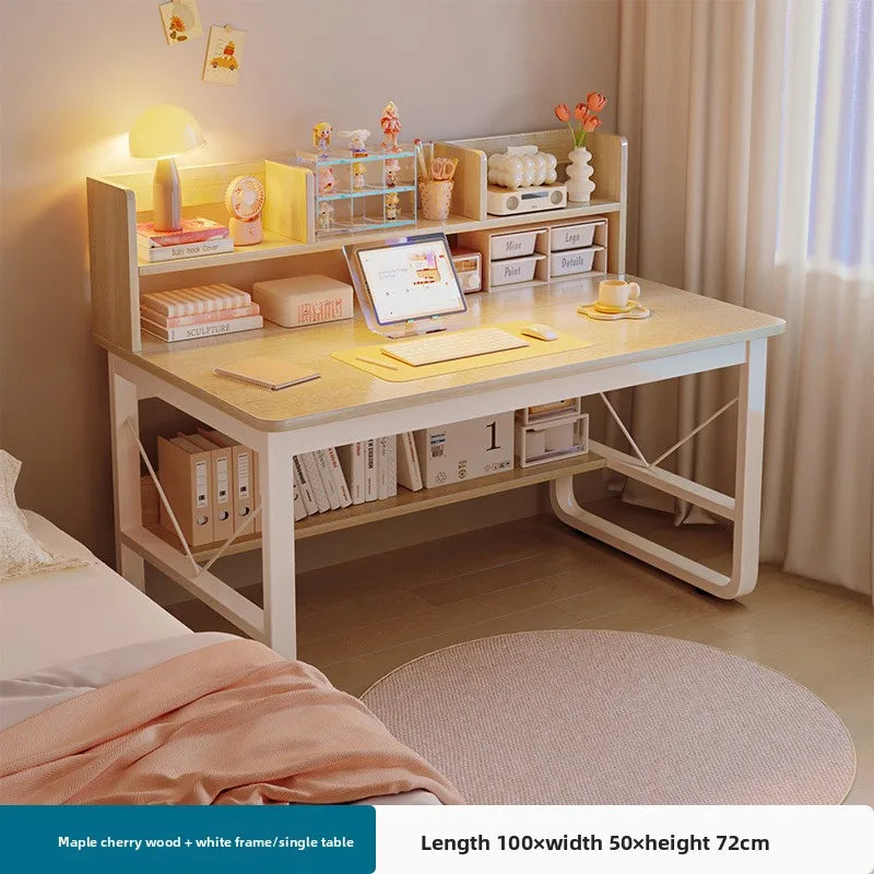 Desk bookshelf integrated student writing desk simple office desk and chair combination computer desk Oasis Select Oak-100cm