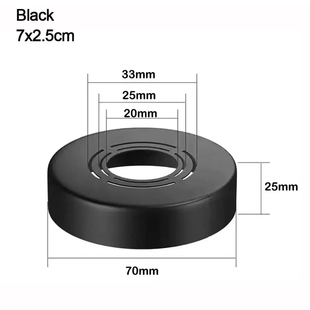 Water Pipe Connector Adjustable Wall Covers Shower Faucet Decorative Cover Casette Heighten Valve Panel Kitchen Tap Accessories Oasis Select black-7x2.5cm