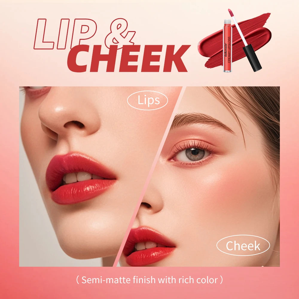 Satin Creamy Lip Gloss – Waterproof Long-Lasting Color Lip Gloss Oasis Select