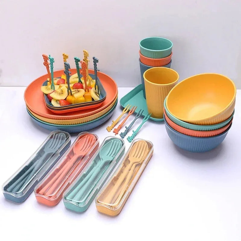 48-Piece Wheat Straw Eco Dinnerware Set for 4 | BPA-Free Dinnerware Set Oasis Select