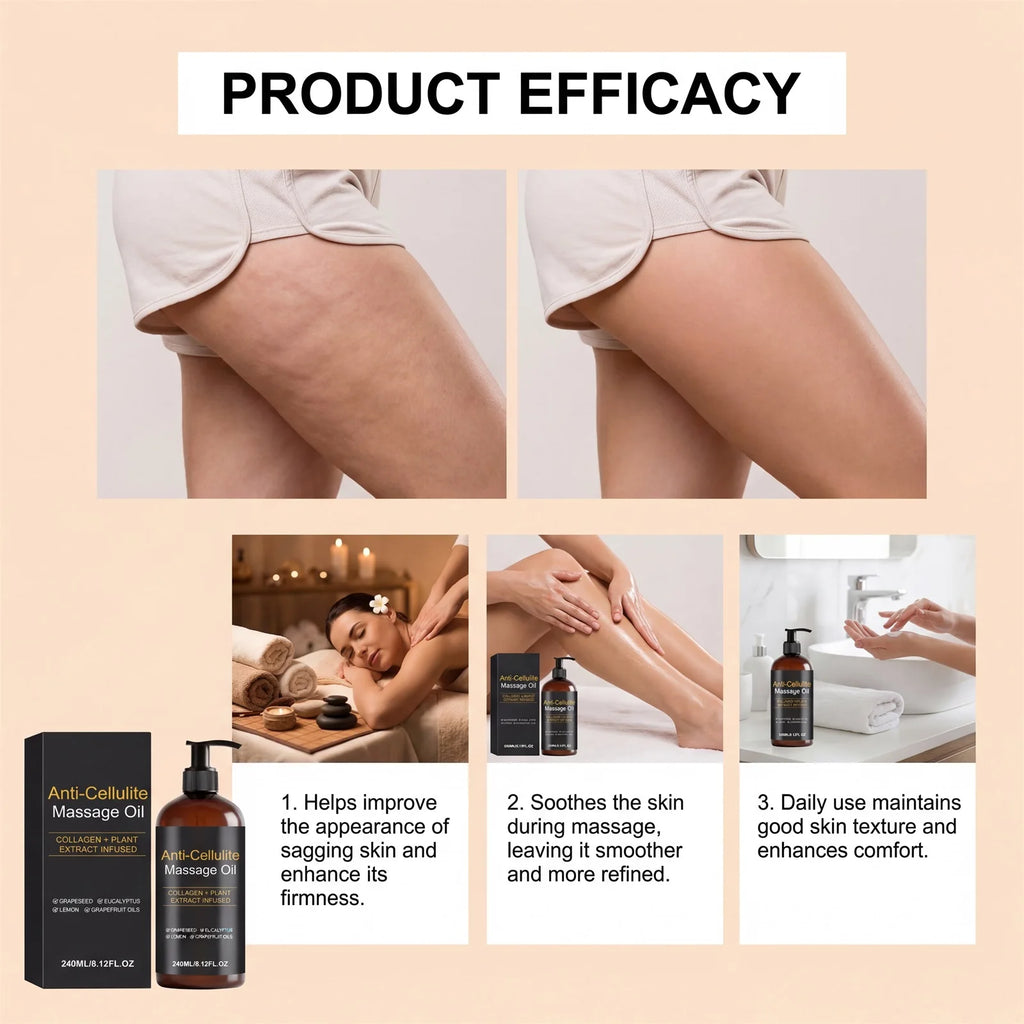 Firming Body Massage Oil with Collagen Anti Sagging Smoothing Cellulite Improve Skin Texture Refreshing Body Oil for Legs & Full Oasis Select