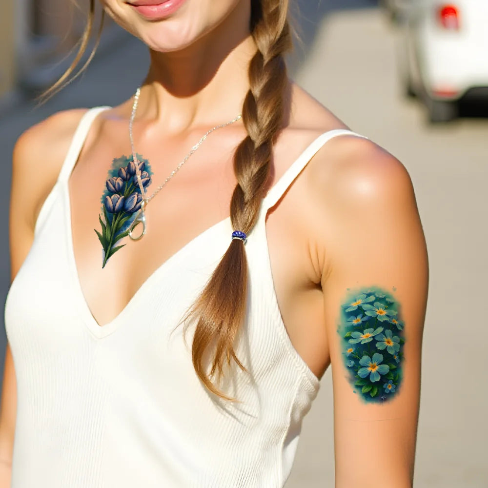 12pcs Waterproof Temporary Tattoo Stickers – Colorful Floral