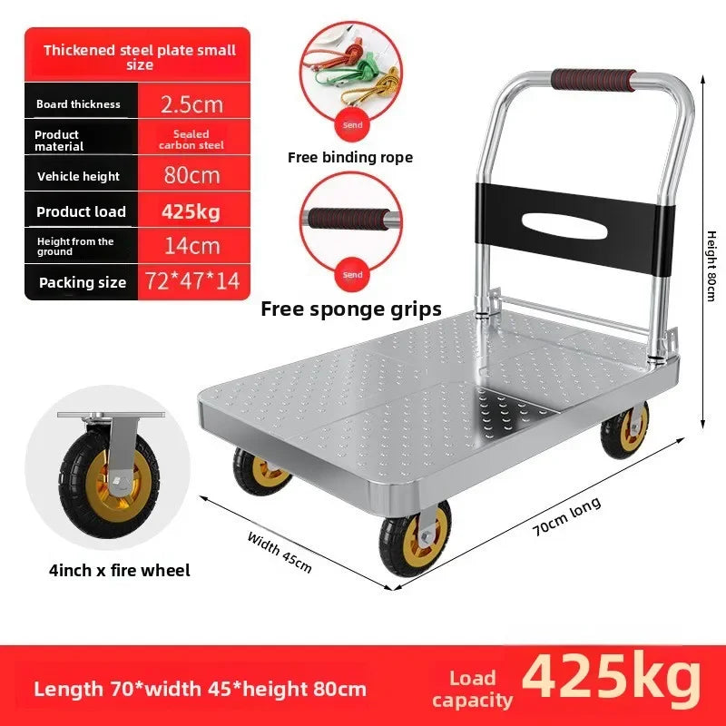 Steel Plate Pulling Trolley Handling Thickened Foldable Portable
