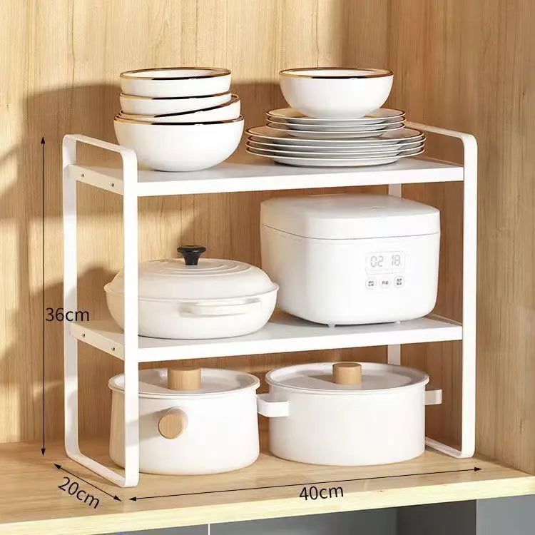Countertop Kitchen Storage Rack – Layered Cabinet Organizer