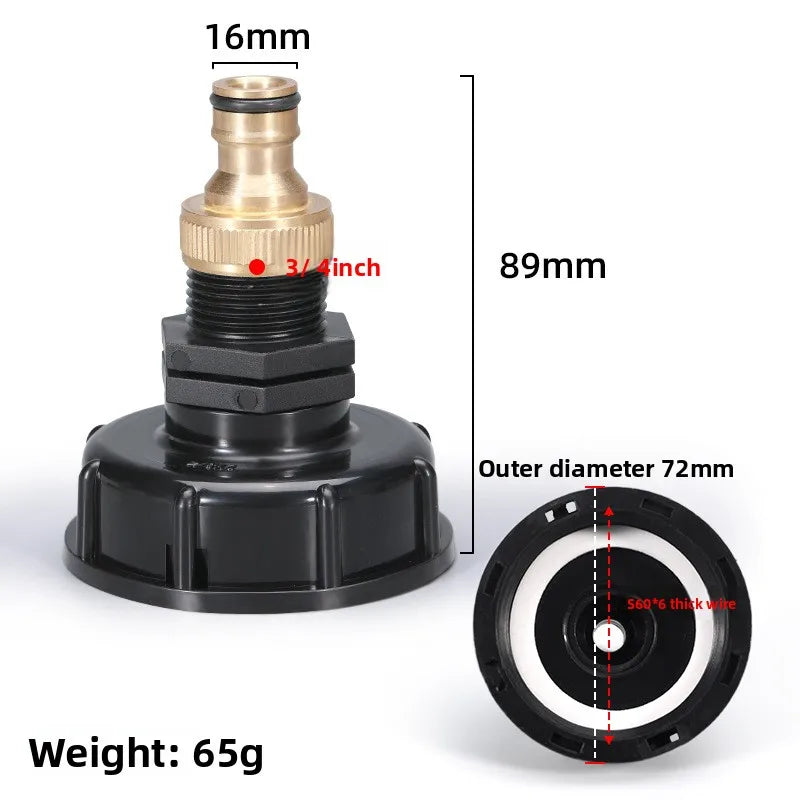 Stainless Steel IBC Tank Adapter S60x6 Coarse Thread to 1/2' & 3/4' Male And Female Spout for Water Storage Containers Oasis Select H