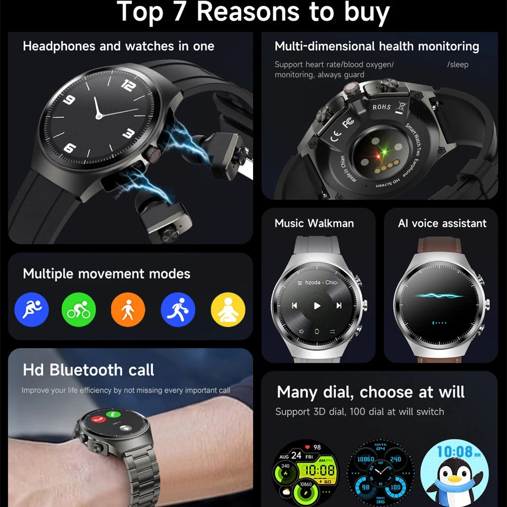Music Smartwatch With Built-in Headphones 1.43-inch AMOLED HD Screen Heart Rate Health Monitoring Men's Watch Women Sports Modes Oasis Select