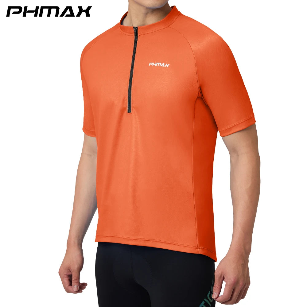PHMAX Summer Men Cycling Jersey Breathable Quick Drying Short Sleeve Night Reflective Cycling Shirt Sports Loose Casual Clothes Oasis Select