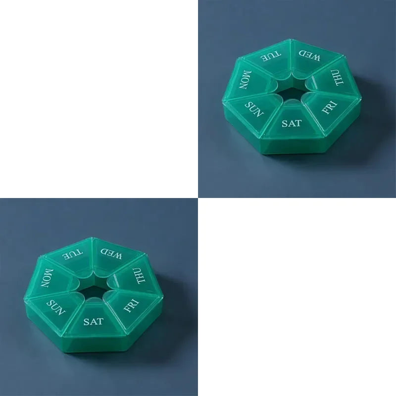 1/2/3pcs Portable Mini Seven Days Small Pill Box One Week Seven Days A Week Pill Organizers Multifunctional Medicine Case Oasis Select 2pcs-Green