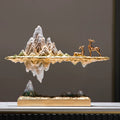 New Chinese suspension rockery decoration office desktop decoration living room art advanced sense niche housewarming gift Oasis Select gold