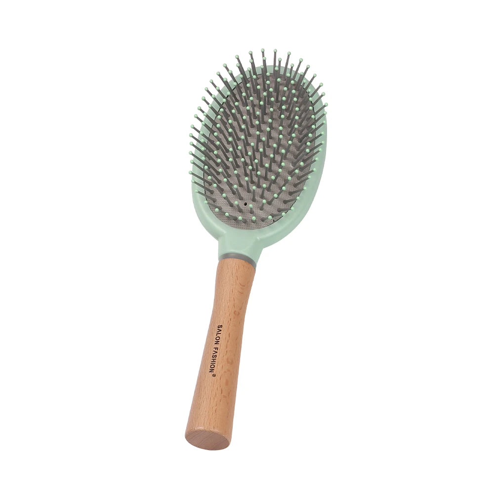 Wooden handle hair comb Hair Curling Brush Anti Static Air Cushion Brush Anti Detangling HairBrush Salon Styling Hair Tools Oasis Select Air-green2