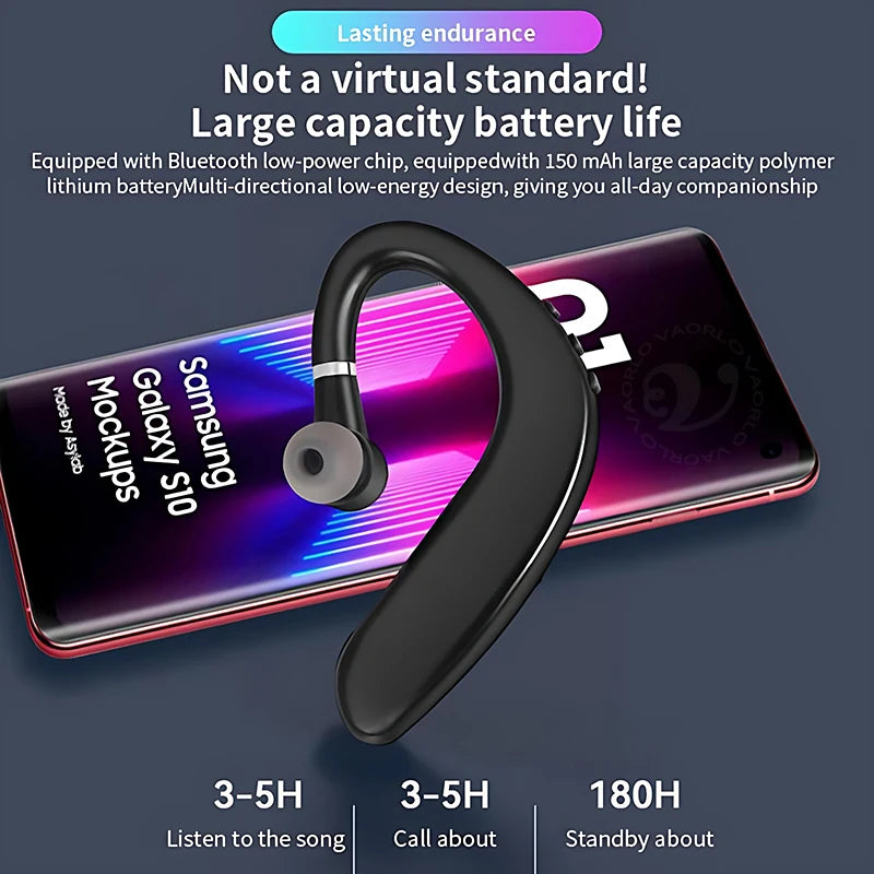 Bluetooth 5.4 Ear-Hook Wireless Earphone 180° Rotation Adjustable Left Right Ear Universal Headset With Mic For Sport Business Oasis Select
