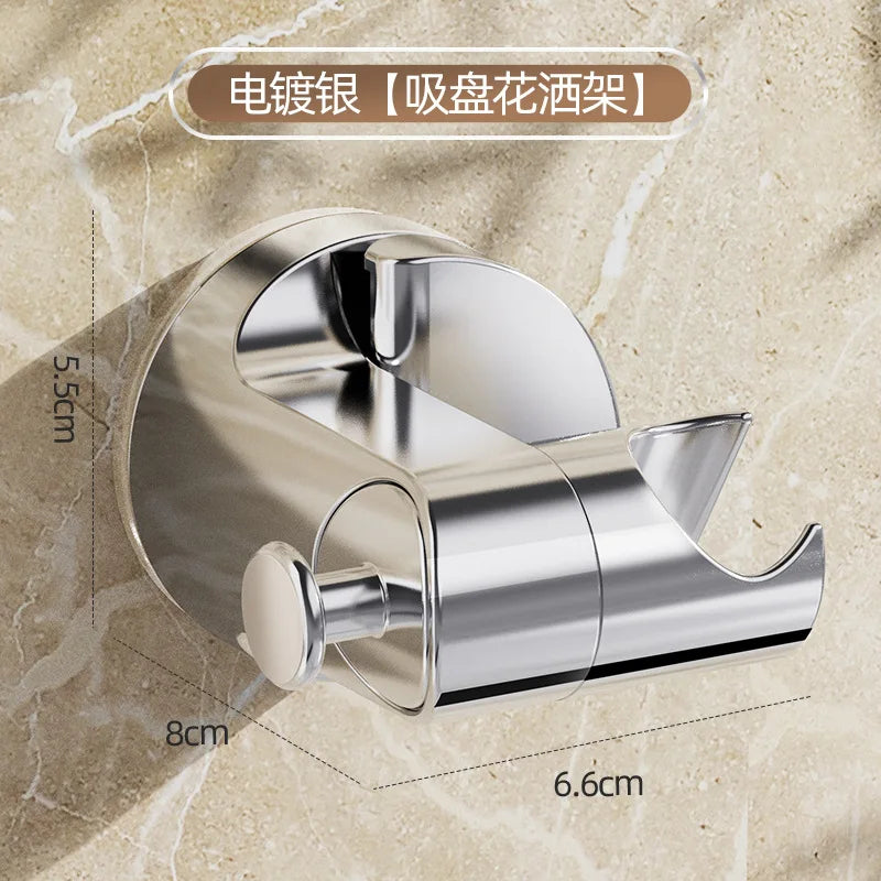 New Shower Holder 360°Adjustable Self-adhesive Shower Head Stand Bracket, Suction Cup Shower Head Holder Bathroom Accessories Oasis Select Sliver Holder