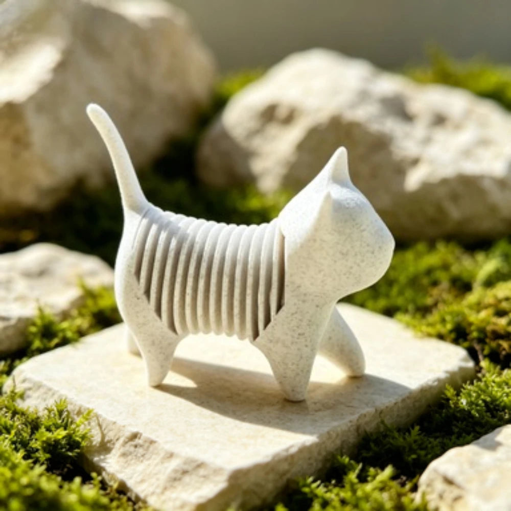 3D Printed Spring Cat Figurine Flexible Wobble Kitty Statue Cute Fidget Cat Desktop Decor Novelty Stress Relief Collectible Gift Oasis Select