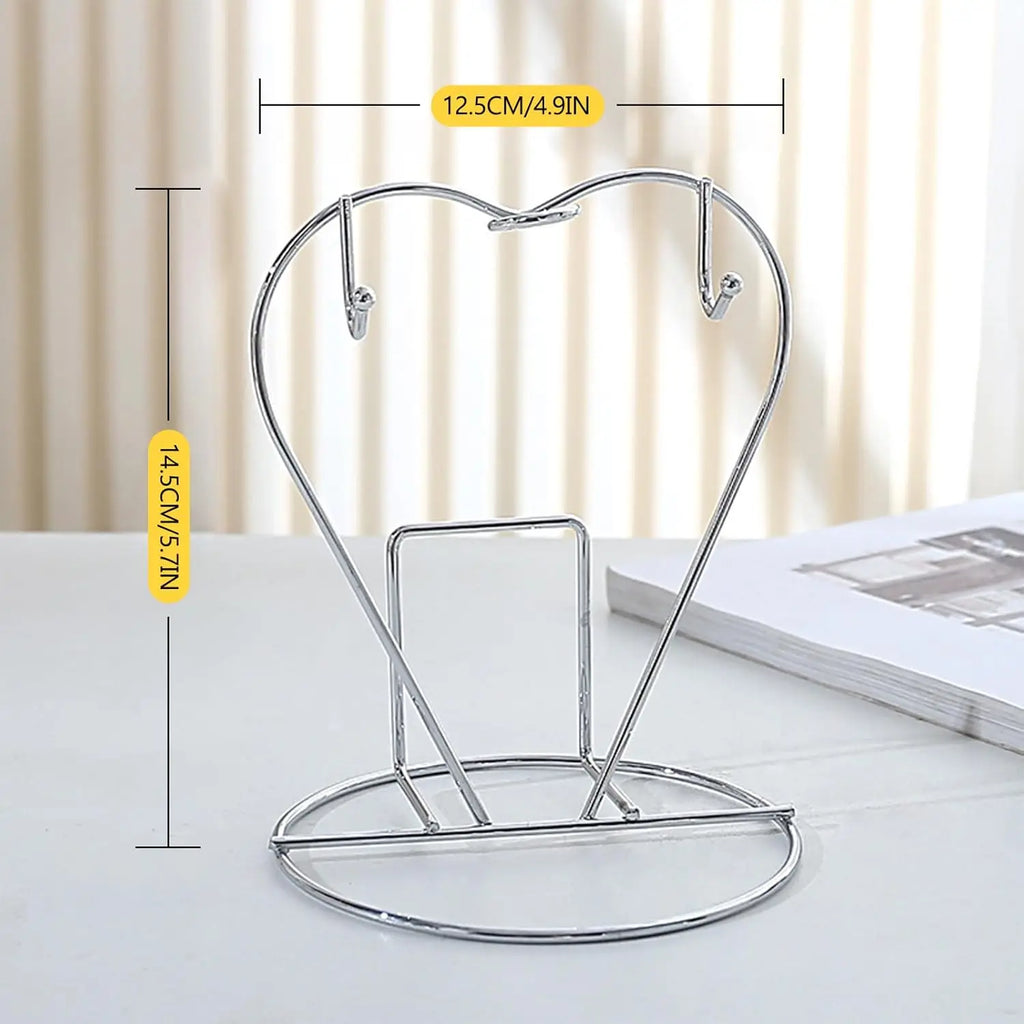 Coffee Mug Holder Metal Mug Rack Cup and Saucer Display Stand Silver Holds for Kitchen Dining Table Space-Saving Organizer Oasis Select