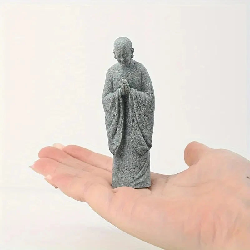 Wishing Monk Buddhist Micro Landscape Stone Fish Tank Moss Landscaping Zen Oriental Aesthetics Garden Ornaments Oasis Select