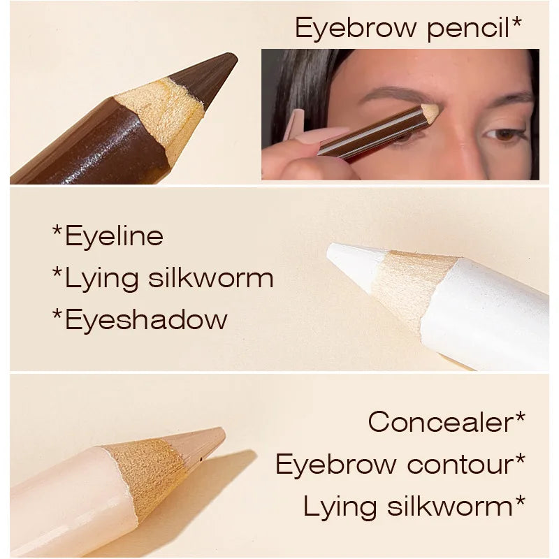 3-Piece Wooden Eyeshadow Liner & Contour Concealer Pencil Set Eye Makeup Pencil Set Oasis Select