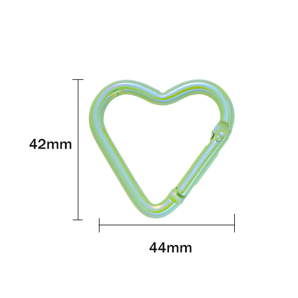 5pcs New Heart Shaped Laser Carabiner Hook Ring Keychain Keyrings Hook DIY Jewelry Making Supplies Connector Buckles Accessories Oasis Select Green