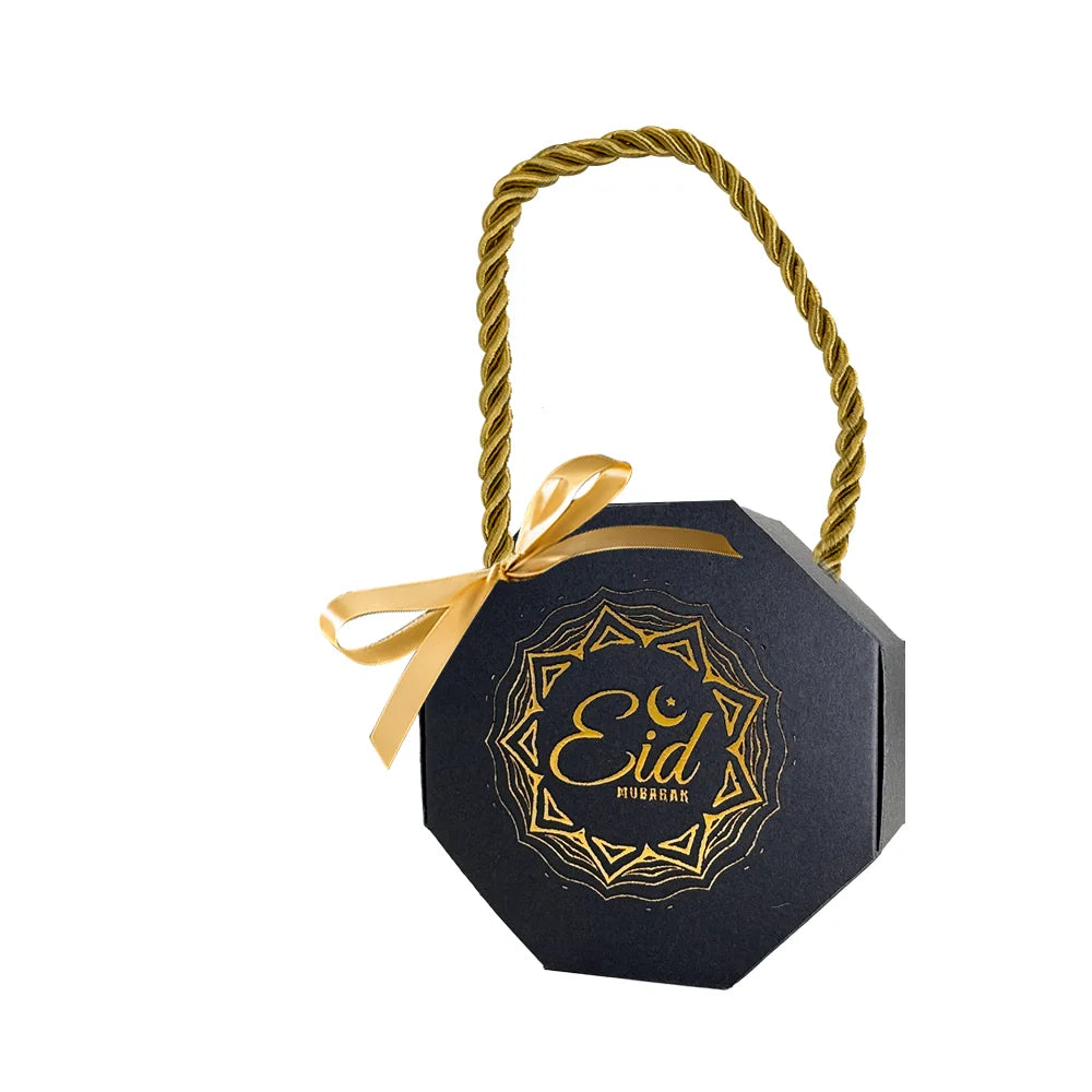 10-Pack Satin Ribbon Eid & Ramadan Gift Boxes – Gold Stamp