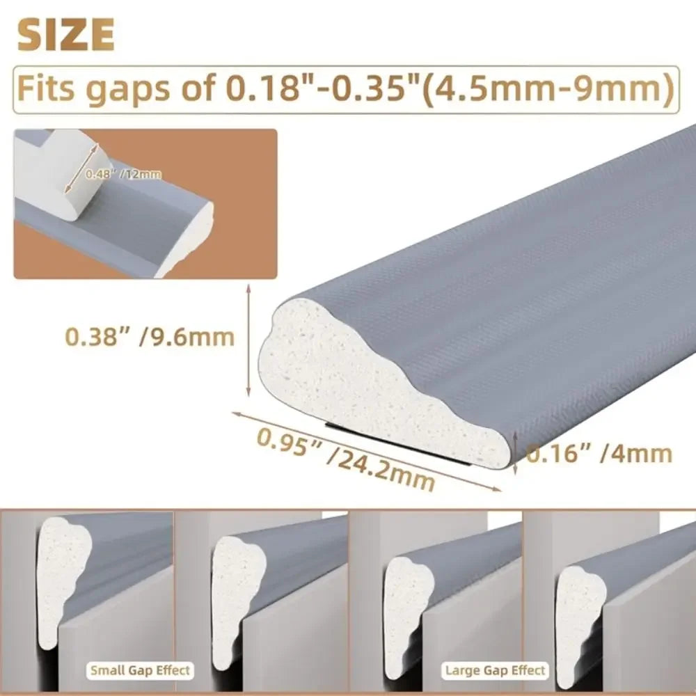 3 Meters Wedge Weather Stripping Self Adhesive Soundproof Door Window Gap Filler Waterproof PU Foam Insulation Tape Drawer Oasis Select