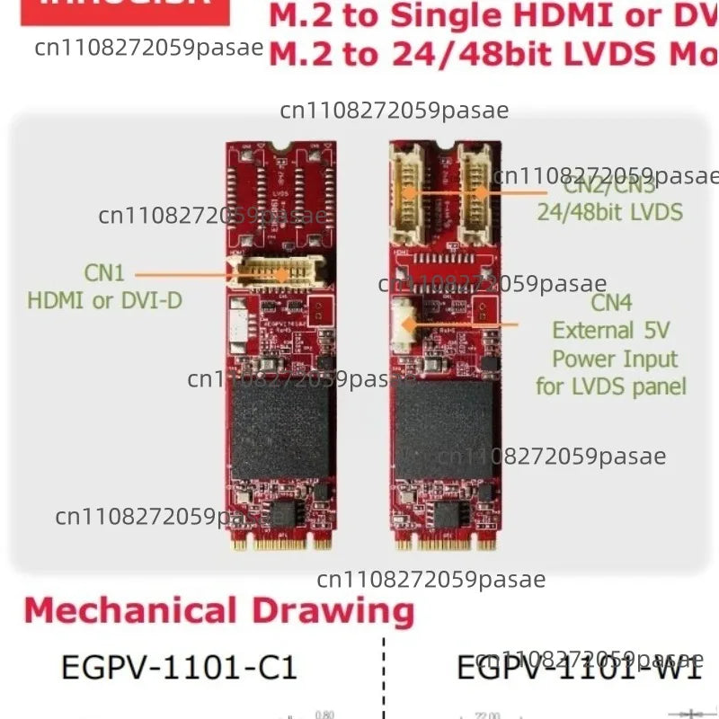 M.2 to HDMI & DVI-D 4K Video Module EGPV-1101