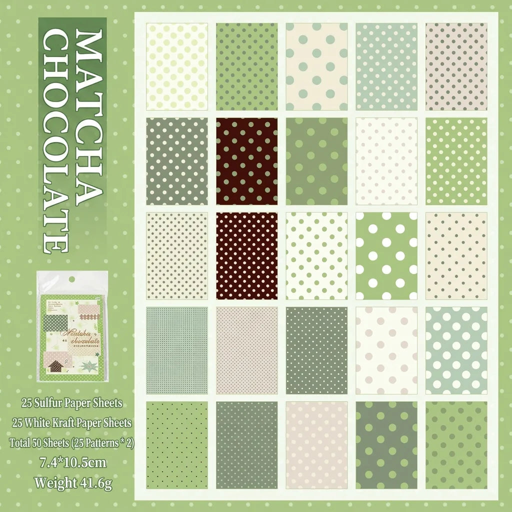 50Pcs Polka Dot Kraft & Vellum Paper Sheets for M5 Journals