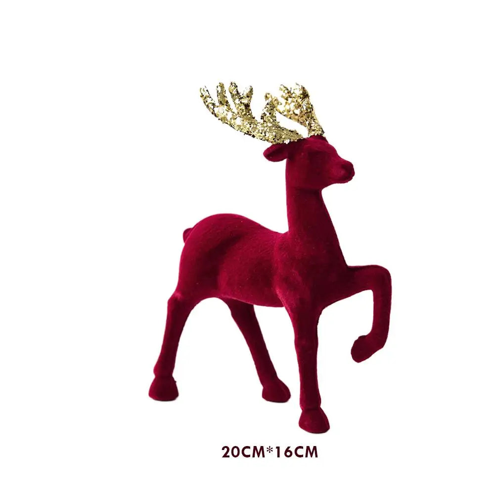 1PCS House Tabletop Decor Hanging Baubles Flocking Mini Deer Pendant Elk Christmas Reindeer Deer Ornaments Decorations Oasis Select 03