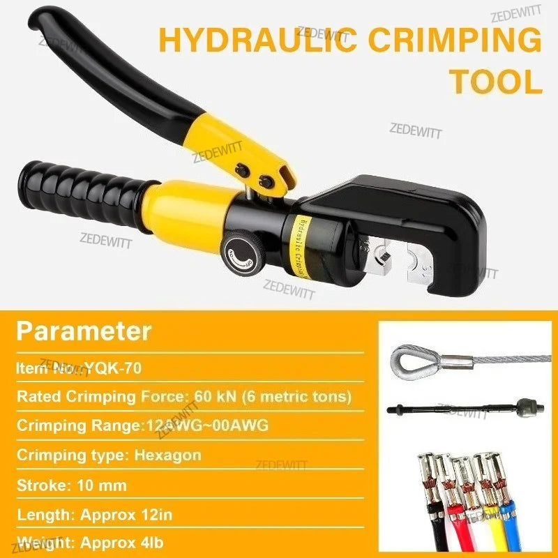 Hydraulic Crimping Pliers Durable 4-70mm² 10T Pressure Home Hydraulic Tools Hydraulic Pliers DIY Cable Terminal Crimping Pliers Oasis Select