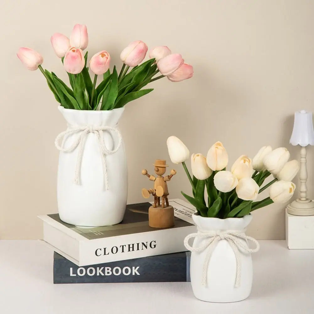 Nordic Bow Design Plastic Flower Vase | Modern Desktop Décor