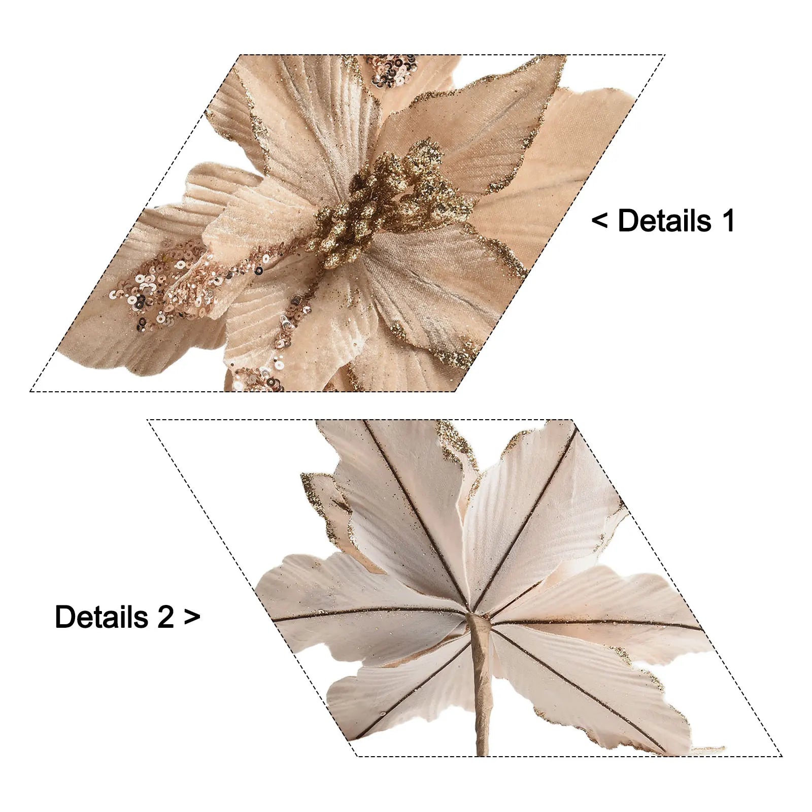 Glitter Artificial Christmas Cloth Flowers | Tree & Home Décor Artificial Christmas Flower Oasis Select