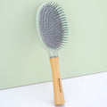 Natural Wood Handle Air Cushion Hair Brush - Soft Round-Tip Nylon Pins for Gentle Detangling & Scalp Massage Oasis Select S8311-green-02