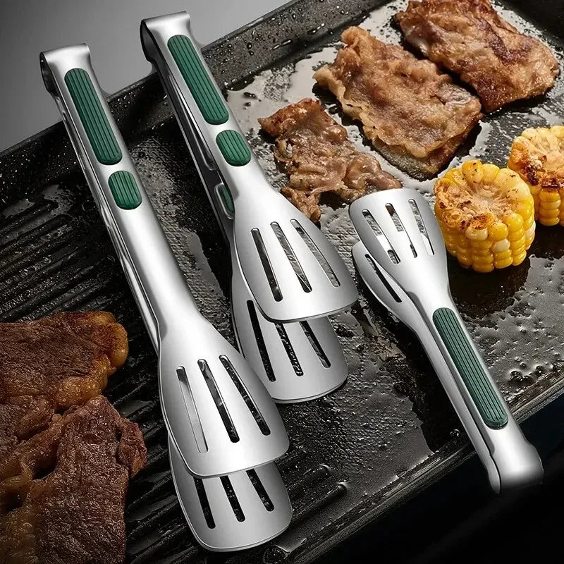1pc Non Slip Stainless Steel Food Tongs Meat Salad Bread Clip Barbecue Grill Buffet Clamp Cooking Tools Kitchen Accessories Oasis Select