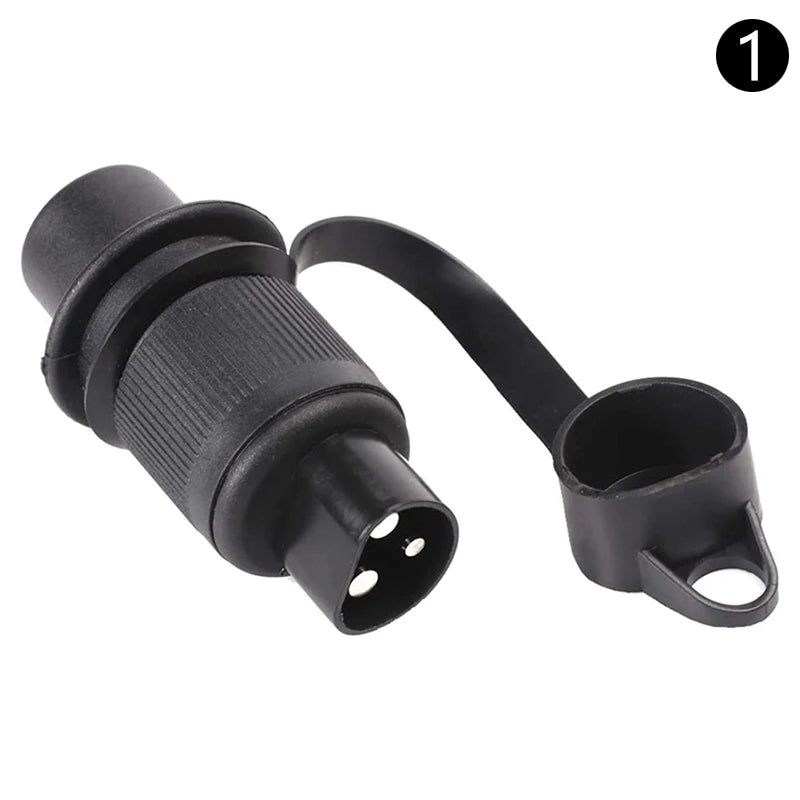 3 Pin Trailer Socket Connectors Round 3 Pole Plug-in Trailer Tractor Plug for Electrical Caravan Truck 12V Oasis Select 1
