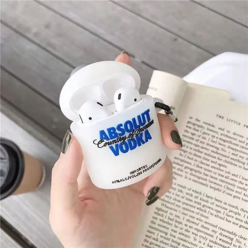 3D Vodka Bottle Silicone AirPods Case with Pendant Clip