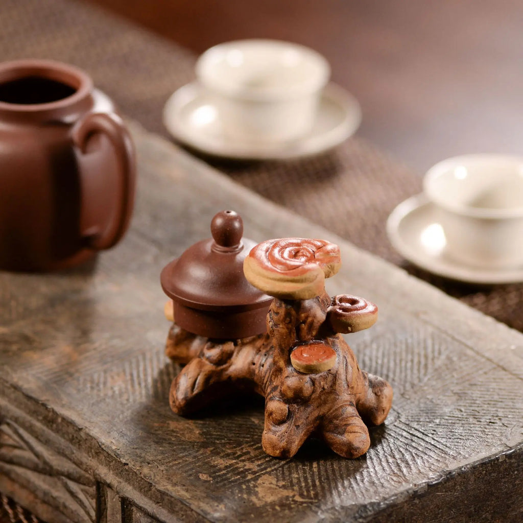 Yixing Zisha Tea Pet Lingzhi Lid Holder Pen Stand Teapot Lid Placement Bionic Handmade Sculpture Ornament Tea Set Can Be Oasis Select