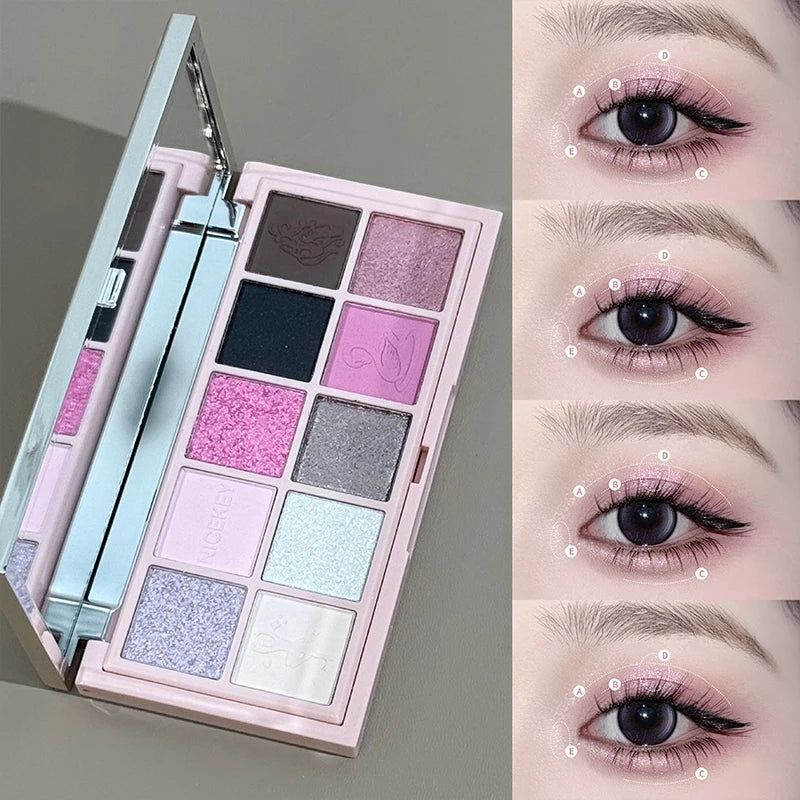 NICEKEY Multipurpose Makeup Sets Include 4 Lip Mud,1 Blush,1 Pressed Powder,1 Eyes Palette,1 Contour Palette With Necklace Gift Oasis Select