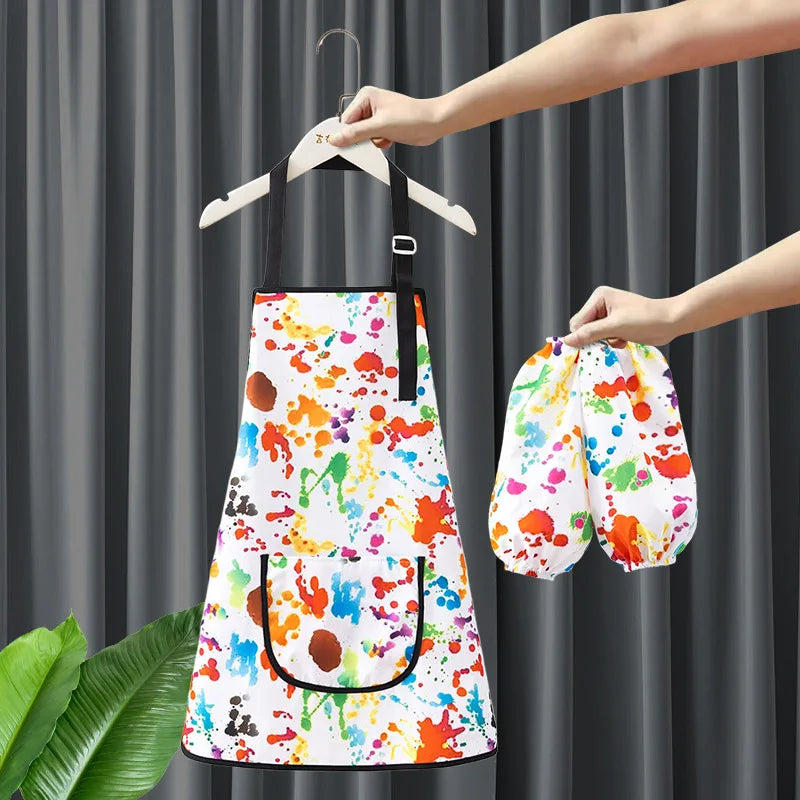 Children's Art Apron Multi-purpose Waterproof Painting Apron With 2 Sleeves And Pocket Suitable For Painting, Baking And DIY Oasis Select B-18