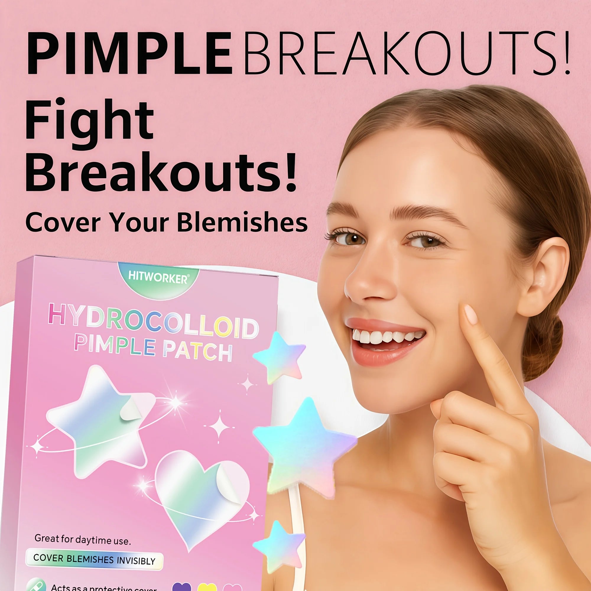 Water based colloidal star shaped 6-color acne patch, 720/480 tablets/box - alcohol free, used to absorb acne secretions Oasis Select